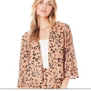 Saltwater Luxe Women's Leopard Print Garvey Open Front Jacket Cardi NEW Medium